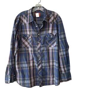 Vintage Rustler X Long Tails Pearl Snap Plaid Long Sleeve Cowboy Western Rodeo
